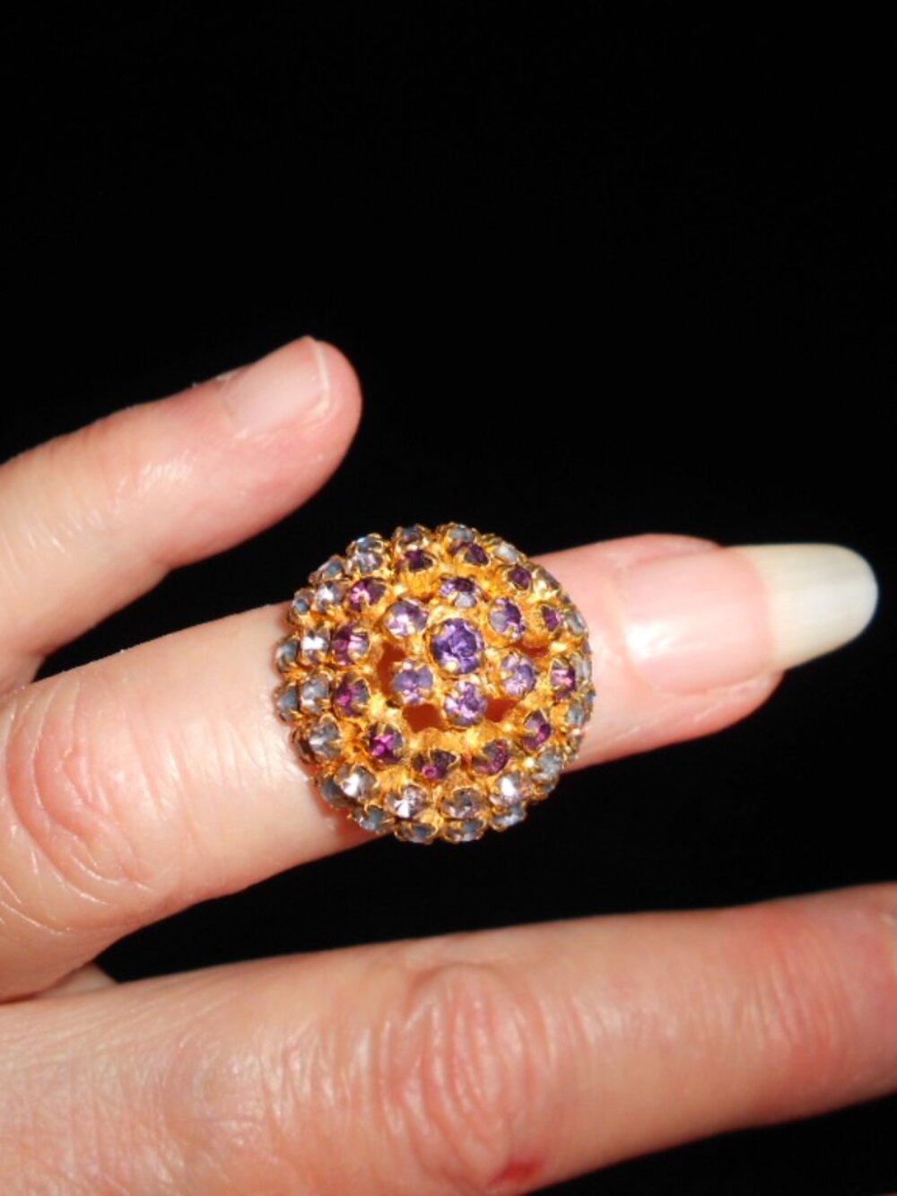 Vintage Austria Purple Cocktail Crystal Ring